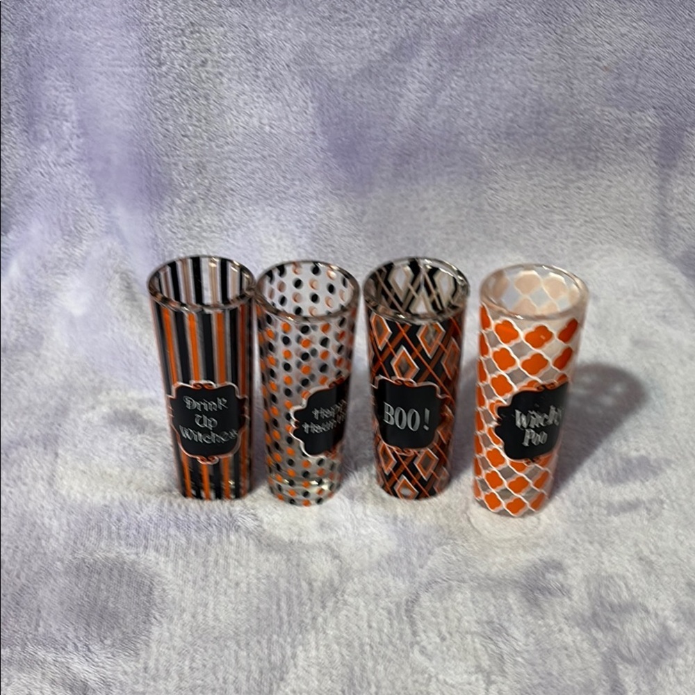 Halloween Themed Shot Glass Set - Orange and Black